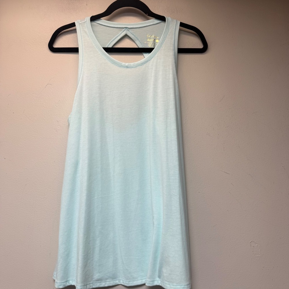 Lilly Pulitzer Luxletic Tank Top Womens Large Blue Excellent Keyhole Back 15245
